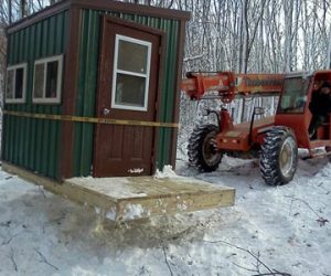 lift-driving--to-place-deer-blinds-in-winter